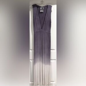 Young Fabulous & Broke Maxi slip dress with V-Neck front split gray ombré